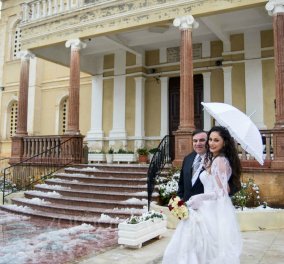 Χανιά- Μέσα στα χιόνια: Κούκλα η Γεωργία η γενναία νύφη : Με ωραίο ξεμανίκωτο νυφικό, σωστό μακιγιάζ πάει στην εκκλησία
