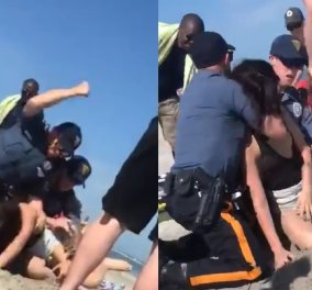 Απίστευτο περιστατικό στις ΗΠΑ! Αστυνομικοί χτυπούν βάναυσα με μπουνιές στο κεφάλι νεαρή μητέρα στην παραλία (ΒΙΝΤΕΟ) 