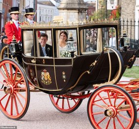 Βασιλικός γάμος Ευγενίας - Οι καλύτερες φώτο: Το νυφικό, τα φουστάνια Κέιτ - Μέγκαν & οι celebrities καλεσμένοι  