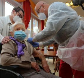 Topwomen η 101 ετών Έντιτ από την Γερμανία & η 96χρονη  Αρασέλι Ροσάριο από την Ισπανία - Πρώτες των πρώτων εμβολιάστηκαν (φωτό)