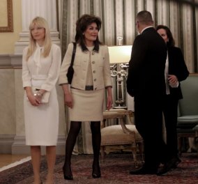 Η Γιάννα Αγγελοπούλου με σικ κρεμ σύνολο στο Προεδρικό Μέγαρο - Το νέο hairstyle που μας ξετρέλανε! (φωτό)