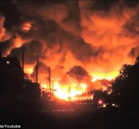 Κόλαση πυρός στην Βιρτζίνια: Εξερράγησαν τρένα φορτωμένα πετρέλαιο, εκκενώθηκαν 2 ολόκληρες πόλεις! (φωτό - βίντεο) - Κυρίως Φωτογραφία - Gallery - Video