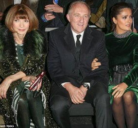 Ύμνος στο σμαραγδί χρώμα από δύο πρώτες κυρίες της μόδας: Anna Wintour & Salma Hayek με το ίδιο ακριβώς πράσινο στα εκπληκτικά σύνολά τους! (φωτό)