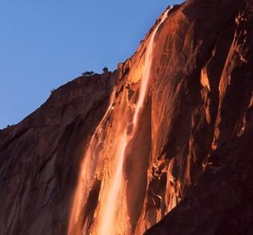 Εντυπωσιακό βίντεο: O ήλιος βάφει κόκκινο της φωτιάς τον καταρράκτη στην Καλιφόρνια  - Κυρίως Φωτογραφία - Gallery - Video