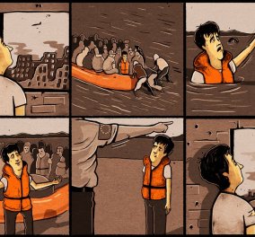 Το σκίτσο της Guardian για τις επαναπροωθήσεις προσφύγων σπάει κόκαλα: Από την κόλαση στον παράδεισο & πίσω