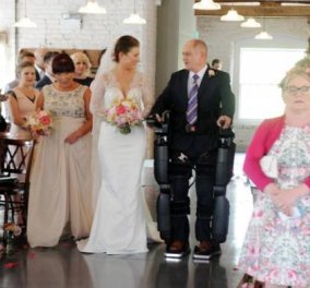 Συγκινητικό: Πατέρας με κινητικά προβλήματα έβαλε πρόσθετα πόδια & συνόδεψε την νύφη κόρη του στην εκκλησία - Κυρίως Φωτογραφία - Gallery - Video