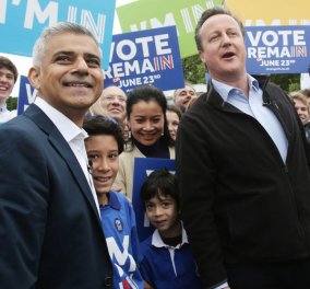 Το νέο αστέρι Sadiq Kahn & ο David Cameron εναντίον Brexit: Britain Stronger in Europe -Φώτο, βίντεο 