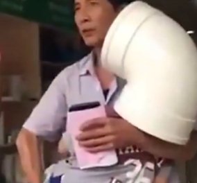 Ζωηρός πιτσιρικάς έβαλε σωλήνα για κράνος και το κεφάλι του «κόλλησε» - Πώς απεγκλωβίστηκε  - Κυρίως Φωτογραφία - Gallery - Video