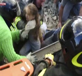 Αματρίτσε: 10χρονο κοριτσάκι απεγκλωβίστηκε 17 ώρες μετά τον φονικό σεισμό - Βίντεο