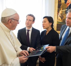 Καρέ - καρέ η συνάντηση του Πάπα με τον ιδρυτή του Facebook Μαρκ Ζούκερμπεργκ - Φώτο και βίντεο  
