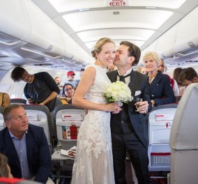Good News: Παντρεύτηκαν μέσα στο αεροπλάνο - Της έκανε έκπληξη & έγινε ο γάμος στην πτήση για Αθήνα  - Κυρίως Φωτογραφία - Gallery - Video