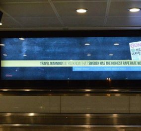 Παγκόσμια κατακραυγή με αφίσα στο αεροδρόμιο της Κωνσταντινούπολης: «Σουηδία, η χώρα του βιασμού»   