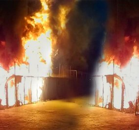 Νύχτα τρόμου στην Λέσβο: Έκαψαν το στρατόπεδο - Στο νησί 2 διμοιρίες ΜΑΤ (Φωτό - βίντεο)