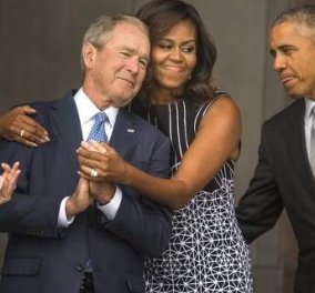 Η αγκαλιά της Μισέλ Ομπάμα στον Τζορτζ Μπους - Πώς δημιουργήθηκε η φιλία μεταξύ τους - Κυρίως Φωτογραφία - Gallery - Video