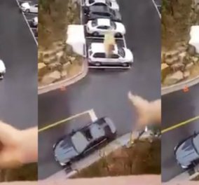 Βίντεο: Αφηρημένος σύζυγος ξέχασε να πάρει κολατσιό - Η γυναίκα του με τρίποντο το πετάει μέσα στο αμάξι