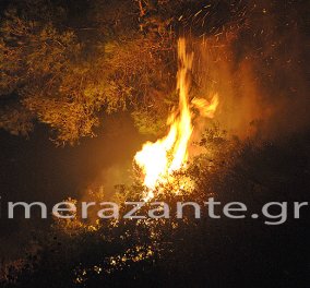 Ζάκυνθος: Ολονύχτια μάχη με τις φλόγες - Δύσκολες ώρες πέρασε το χωριό Μαριές  - Κυρίως Φωτογραφία - Gallery - Video