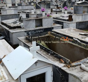 Ανεμοστρόβιλος στους Γαργαλιάνους άνοιξε τους τάφους στο νεκροταφείο (ΦΩΤΟ-ΒΙΝΤΕΟ)