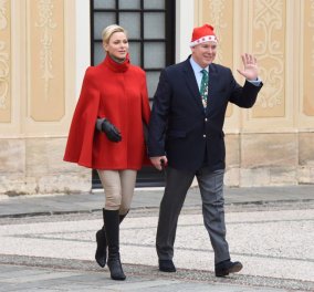 Φώτο: Ο πρίγκιπας Αλβέρτος του Μονακό ντύθηκε Άι Βασίλης και η υπεροχή γυναίκα του Κοκκινοσκουφίτσα 
