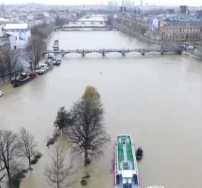 Εντυπωσιακό βίντεο με drone: Ο Σηκουάνας φούσκωσε πλημμύρισε & το Παρίσι φοβάται 