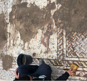 Υπέροχα κλικς από το Ισραήλ: Σπάνιο μωσαϊκό 1.800 ετών με αρχαιοελληνική επιγραφή (ΦΩΤΟ)