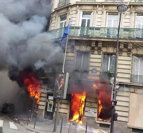 Καρέ - καρέ η στιγμή που η «γαλλική Marfin» τυλίχτηκε στις φωτιές: Παγιδεύτηκαν άνθρωποι στο κτίριο 