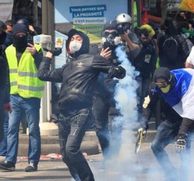 Παρίσι: Εργατική Πρωτομαγιά με δακρυγόνα, συλλήψεις & συμπλοκές (φώτο-βίντεο)