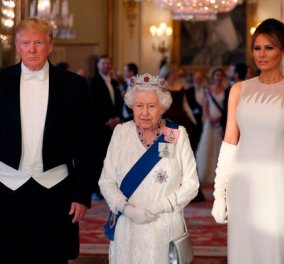 Η επίσημη δεξίωση της Βασίλισσας Ελισάβετ για τον Τραμπ στο Μπάκιγχαμ – Στα λευκά Μελάνια, Κέιτ, Καμίλα & Βασίλισσα (φωτό & βίντεο)  - Κυρίως Φωτογραφία - Gallery - Video