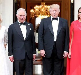 Εκθαμβωτική η Μελάνια Τραμπ στο κατακόκκινο φόρεμά της – Υποδέχθηκε Καμίλα-Κάρολο για δείπνο (φωτό) - Κυρίως Φωτογραφία - Gallery - Video