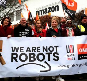 "Είμαστε άνθρωποι όχι ρομπότ": Οι εργαζόμενοι της Amazon απεργούν - αναγκάζονται να ουρούν σε πλαστικά μπουκάλια για να μην εγκαταλείψουν το πόστο τους (φώτο-βίντεο) 
