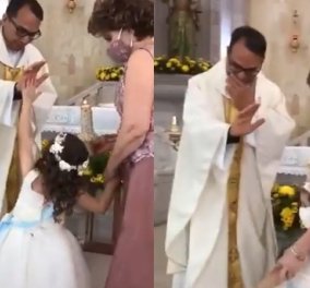 Απολαυστικό βίντεο: Ο ιερέας πάει να ευλογήσει 5χρονο κοριτσάκι & εκείνη του κάνει... "κόλλα πέντε" - Γέλια στην εκκλησία - Κυρίως Φωτογραφία - Gallery - Video