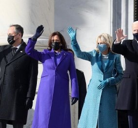 Το styling & οι «πρώτες κυρίες» της ορκωμοσίας: Με royal blue η Αντιπρόεδρος Καμαλα Χαρις, με βεραμάν παλτό η σύζυγος του Μπάιντεν & ασορτί γάντια (φωτό & βιντεο) - Κυρίως Φωτογραφία - Gallery - Video