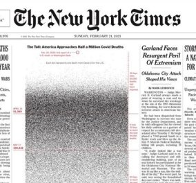 500.000 κουκίδες - 500.000 νεκροί από κορωνοϊό στην Αμερική: Το πρωτοσέλιδο - μαύρη σημαία των New York Times (φωτό)