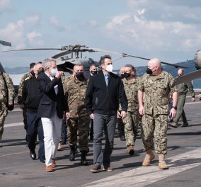 Εικόνες από την επίσκεψη Μητσοτάκη στο αεροπλανοφόρο Αϊζενχάουερ: Σε εξαιρετικά επίπεδα η στρατιωτική συνεργασία Ελλάδας - Αμερικής - Κυρίως Φωτογραφία - Gallery - Video