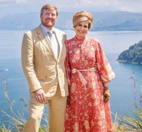 Η Μάξιμα και ο βασιλιάς της σε ταξίδι τους στην Ινδονησία: Η βασίλισσα της Ολλανδίας με floral φόρεμα, καπέλο και γάντια (φωτό) - Κυρίως Φωτογραφία - Gallery - Video