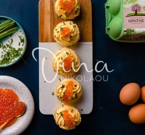 Αυγά Μιμόζα ψητά: Elegant - Gourmet & εντυπωσιακή η πρόταση της Ντίνας Νικολάου για το πασχαλινό τραπέζι  - Κυρίως Φωτογραφία - Gallery - Video