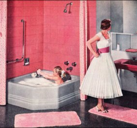  Design Vintage Pics: 20 χρωματιστά - πολυτελή - εντυπωσιακά μπάνια του 50 - Να πάρουμε ιδέες; 