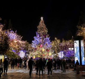 Χριστούγεννα 2021: Φωταγωγήθηκε το δέντρο στην πλατεία Συντάγματος - Έχει περισσότερα από 60.000 πολύχρωμα λαμπάκια (φωτό)