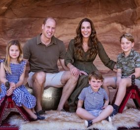 Χριστουγεννιάτικη κάρτα: Πρίγκιπας William με την Δούκισσα Kate να τον ακουμπά απαλά & τα 3 χαριτωμένα πριγκιπόπουλα (φωτό)
