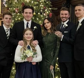 Η οικογένεια Beckham εύχεται Merry Christmas - η υπέροχη τουαλέτα της Victoria & η χαριτωμένη μικρή (φωτό)