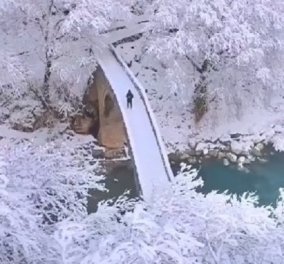 Viral η Ελλάδα του χειμερινού τουρισμού με τον φακό του περίφημου Spathumpa - από ψηλά η γέφυρα, το ποτάμι, τα λευκά δέντρα (βίντεο) - Κυρίως Φωτογραφία - Gallery - Video