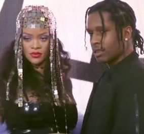 Τα σέξι ρούχα εγκυμοσύνης της Rihanna - με latex top, headpiece & γούνα στο show του Gucci στο Μιλάνο (φωτό & βίντεο)