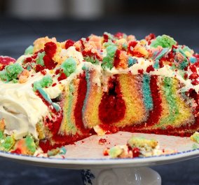 Αργυρώ Μπαρμπαρίγου: Κέικ ουράνιο τόξο (Rainbow cake) σαν τούρτα - Ότι πρέπει για παιδικό πάρτι - Κυρίως Φωτογραφία - Gallery - Video