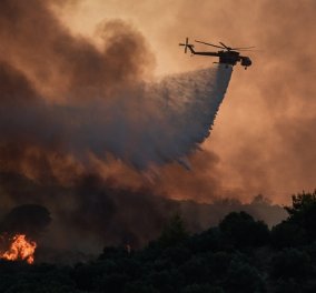 Φωτιά στην Θάσο: Συνεχίζεται η μάχη με τις φλόγες - Μήνυμα 112 για εκκένωση οικισμού (βίντεο)