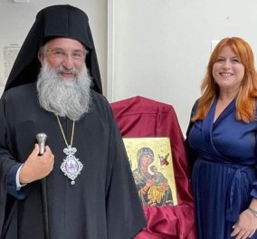Η αγιογράφος Ελένη Αντωνακάκη εκθέτει στην πατρίδα της την Κρήτη τις «Ανέγνωρες μορφές της Παναγίας» - εγκαινίασε ο Αρχιεπίσκοπος Ευγένιος (φωτό) - Κυρίως Φωτογραφία - Gallery - Video