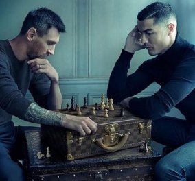 Ρονάλντο και Μέσι παίζουν σκάκι πάνω σε ένα από τα εμβληματικά μπαούλα του Louis Vuitton - Η φωτό με τα εκατομμύρια likes - Κυρίως Φωτογραφία - Gallery - Video