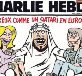 Υπόθεση Καϊλη: Το καυστικό σκίτσο του Charlie Hebdo – Ο Καταριανός με τις δύο γυναίκες στα γόνατά του