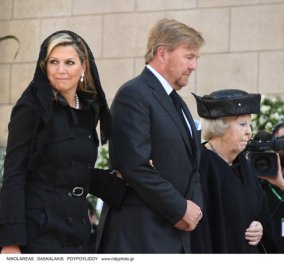 Κηδεία Κωνσταντίνου: Με μαύρο δαντελένιο πέπλο και δερμάτινες μπότες η βασίλισσα Μάξιμα της Ολλανδίας (φωτό)