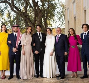 Ράνια της Ιορδανίας: Φούξια σατέν επέλεξε η αδελφή της Ιμάν και έντονο κίτρινο cape dress η αρραβωνιαστικιά του διαδόχου Χουσείν 