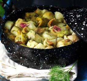 Αργυρώ Μπαρμπαρίγου:  Αγκινάρες λεμονάτες στο φούρνο με πατάτες - Ένα από τα πιο νόστιμα λαδερά φαγητά της ελληνικής κουζίνας - Κυρίως Φωτογραφία - Gallery - Video