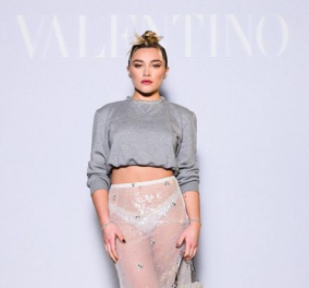 Florence Pugh: Η απόλυτη διαφάνεια στην ωραιότερη φούστα που είδαμε φέτος - στην επίδειξη του Valentino - Κυρίως Φωτογραφία - Gallery - Video